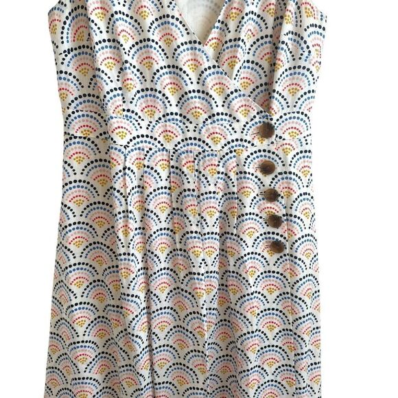 BODEN Arwen Cream Sunshine Print Sleeveless Cotton, Linen Midi Dress Size 14 - Picture 8 of 11